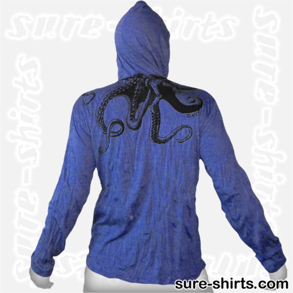 Octopus - Blue Long Sleeve Hoodie size L