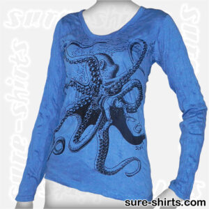 Octopus - Blue Women Long Sleeve Shirt