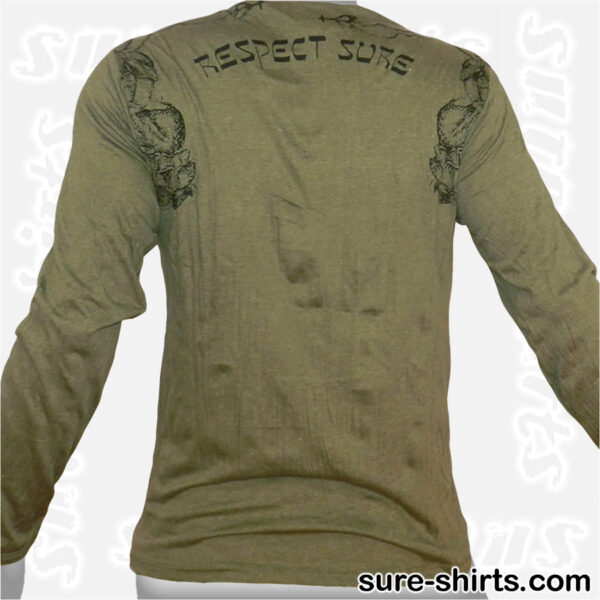 Buddha Respect - Olive Green Long Sleeve Shirt size M