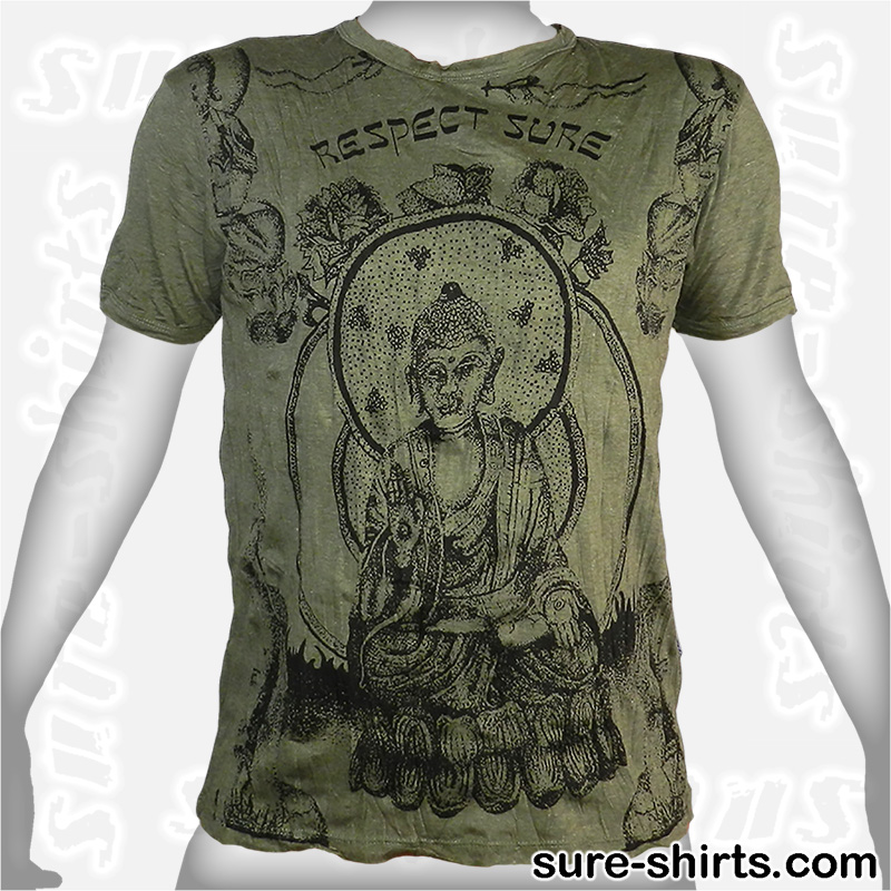 Buddha Respect - Olive Green Tee size M