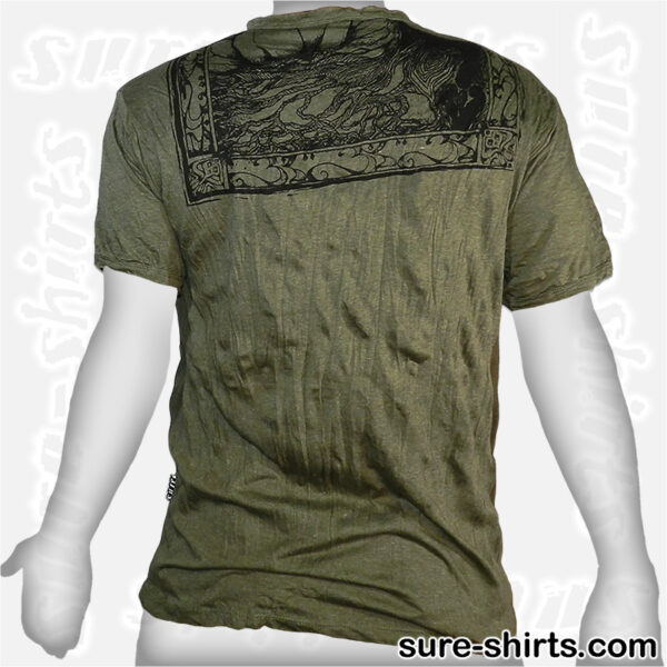 Buddha Tree Face - Olive Green Tee size L
