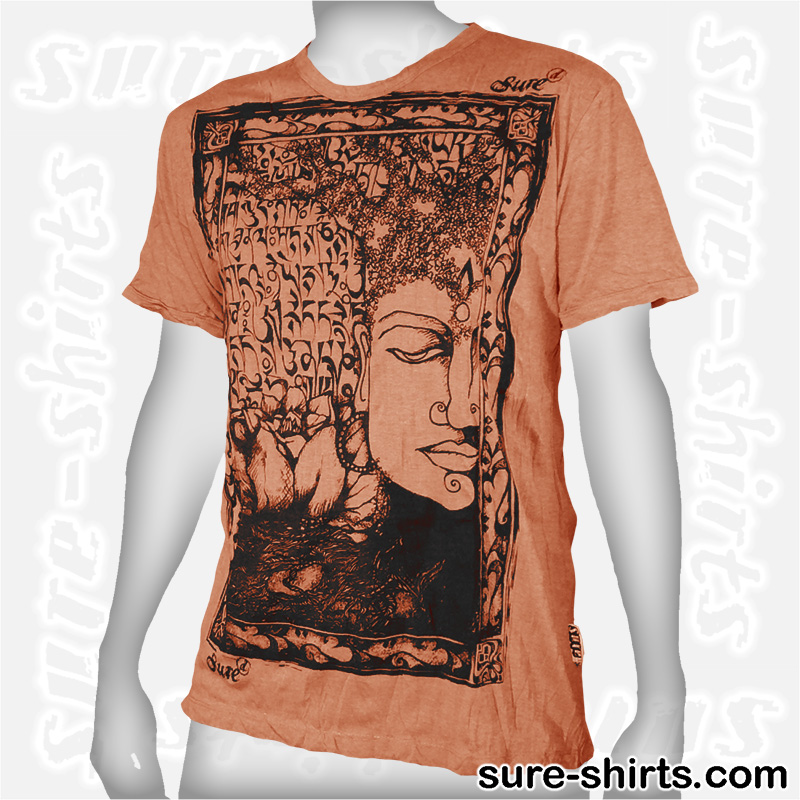 Buddha Tree Face - Orange Tee size M