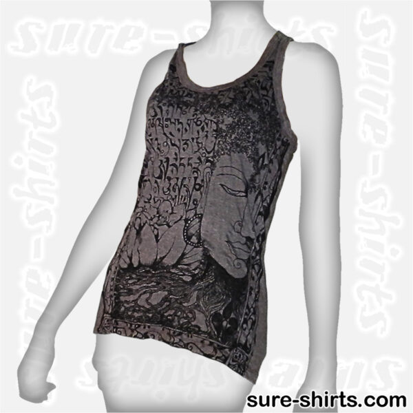 Buddha Tree Face - Tinted Grey Women Tank Top / Singlet