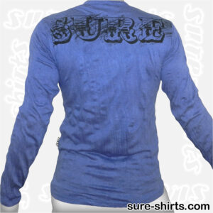 Buddha in Temple - Blue Long Sleeve Shirt size M