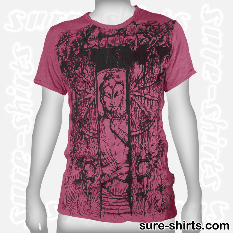 Buddha in Temple - Ruby Red Tee size M