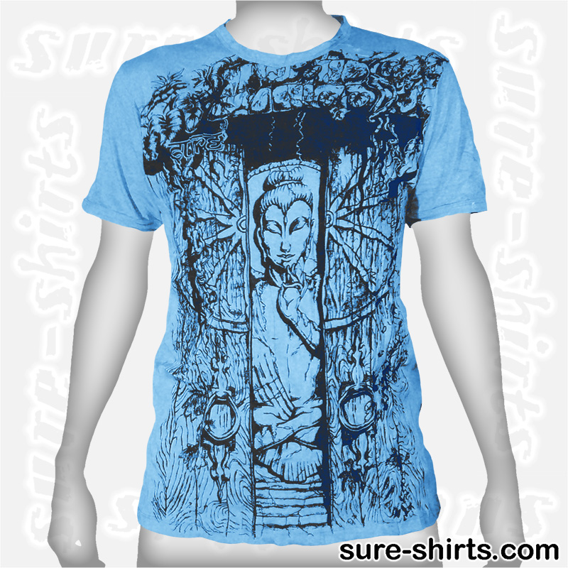 Buddha in Temple - Light Blue Tee size M