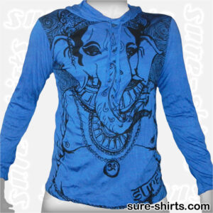 Nice Ganesha - Blue Long Sleeve Hoodie size M