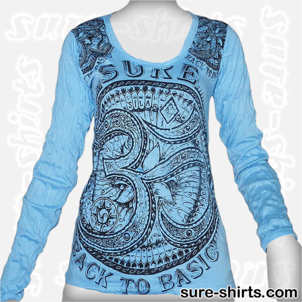 Om - Light Blue Women Long Sleeve Shirt