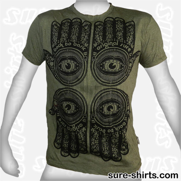 Buddha Hands - Olive Green Tee size M