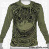 Cannabis Owl - Olive Green Long Sleeve Hoodie size M