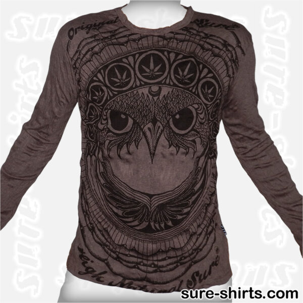 Cannabis Owl - Tinted Grey Long Sleeve Shirt size M
