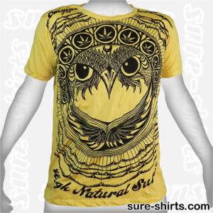 Cannabis Owl - Yellow Tee size M