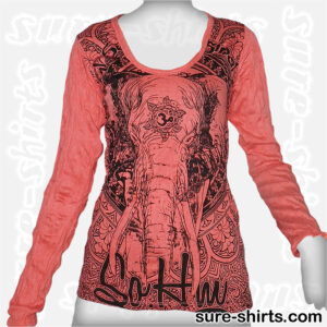 Elephant - Red Women Long Sleeve Shirt