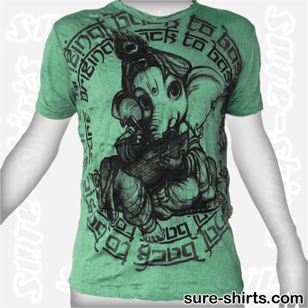 Young Ganesha Writing - Aqua Green Tee size L