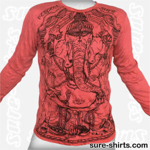 Wise Ganesha - Red Long Sleeve Shirt size M