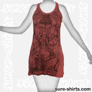 Wise Ganesha - Dark Red Women Tank Dress / Sundress