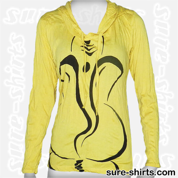 Ganesha Sketch - Yellow Women Long Sleeve Hoodie Shirt