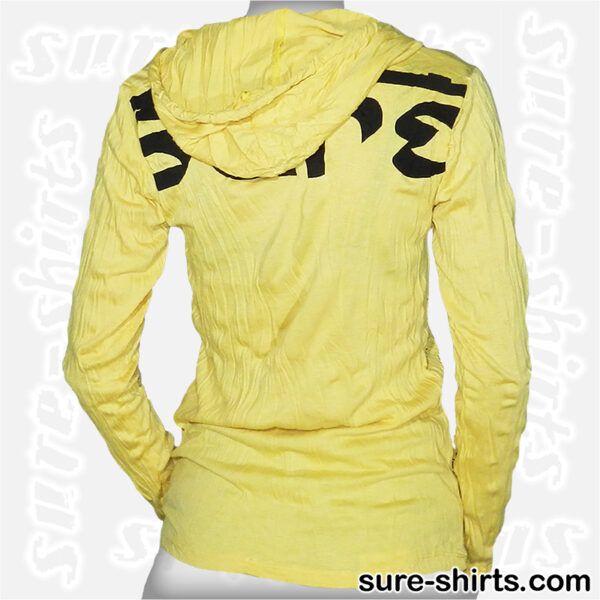 Auspicious Shiva - Yellow Women Long Sleeve Hoodie Shirt