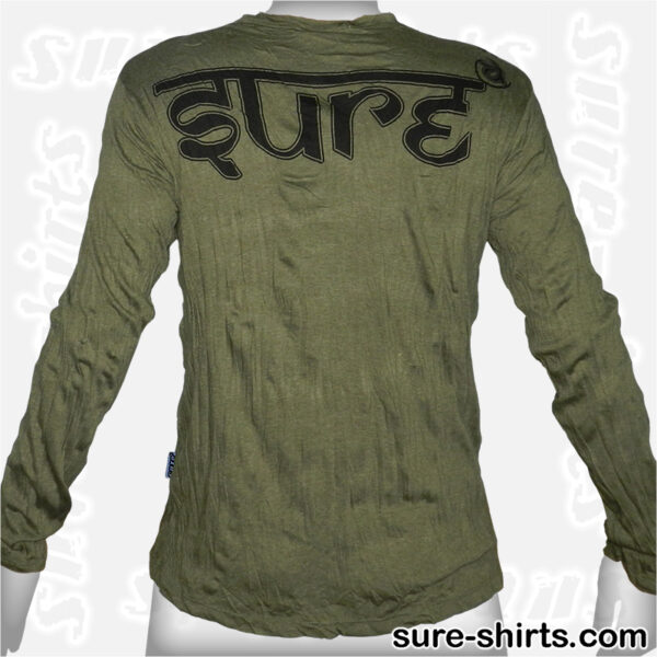 Protector Ganesha - Olive Green Long Sleeve Shirt size M