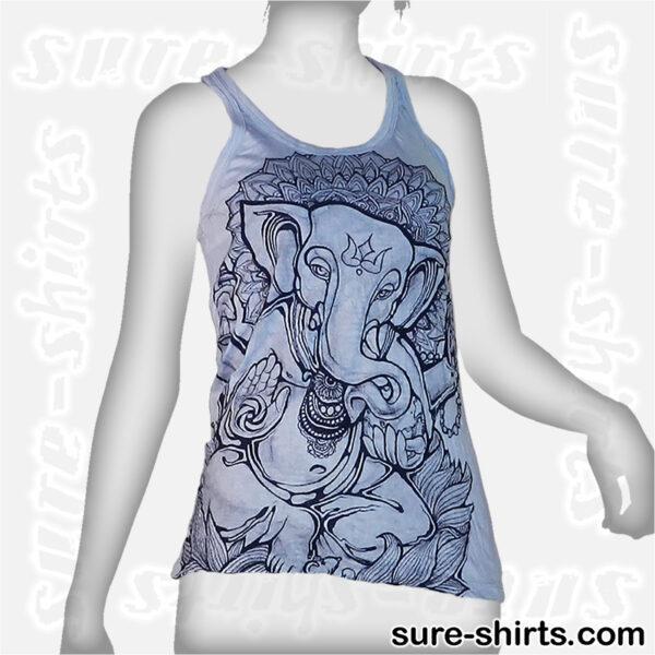 Powerful Ganesha - Light Grey Women Tank Top / Singlet