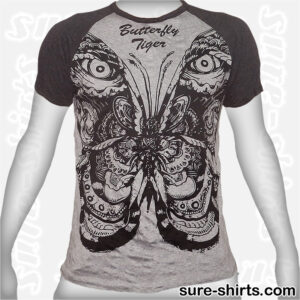 Butterfly Tiger Eyes - Light Grey Tee size M