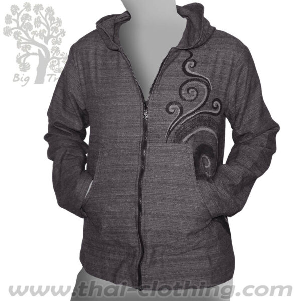 Grey Thin Cotton Hoodie Jacket - BIG TREE