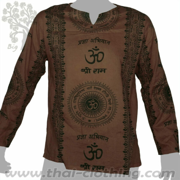 Brown Long Sleeve Shirt - Om Sun & Sanskrit - BIG TREE