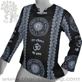 Black Long Sleeve Shirt - Om & Sanskrit - BIG TREE