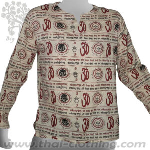 Beige Long Sleeve Shirt Om Sun Ganesha Sanskrit - BIG TREE