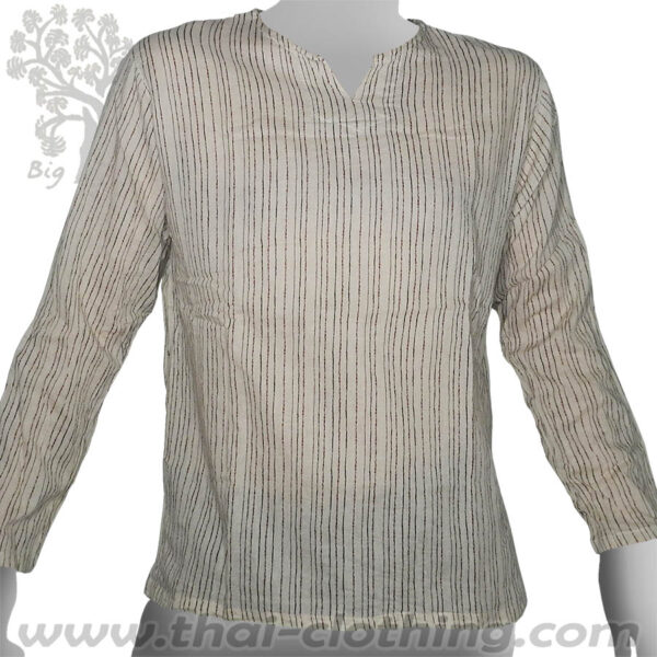 Beige Long Sleeve Shirt thin lines - BIG TREE