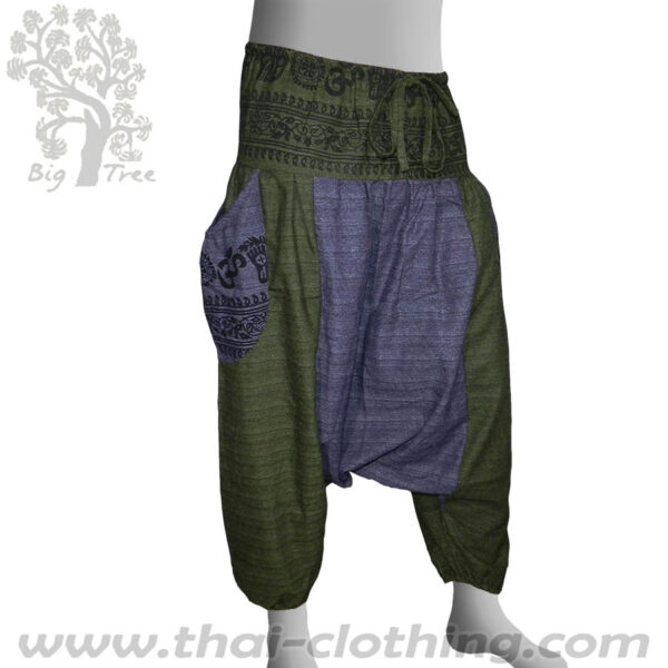 2 Colored Harem Pants Green Blue - BIG TREE