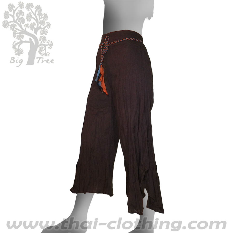 Dark Brown Flared Thai Pants - BIG TREE - Women