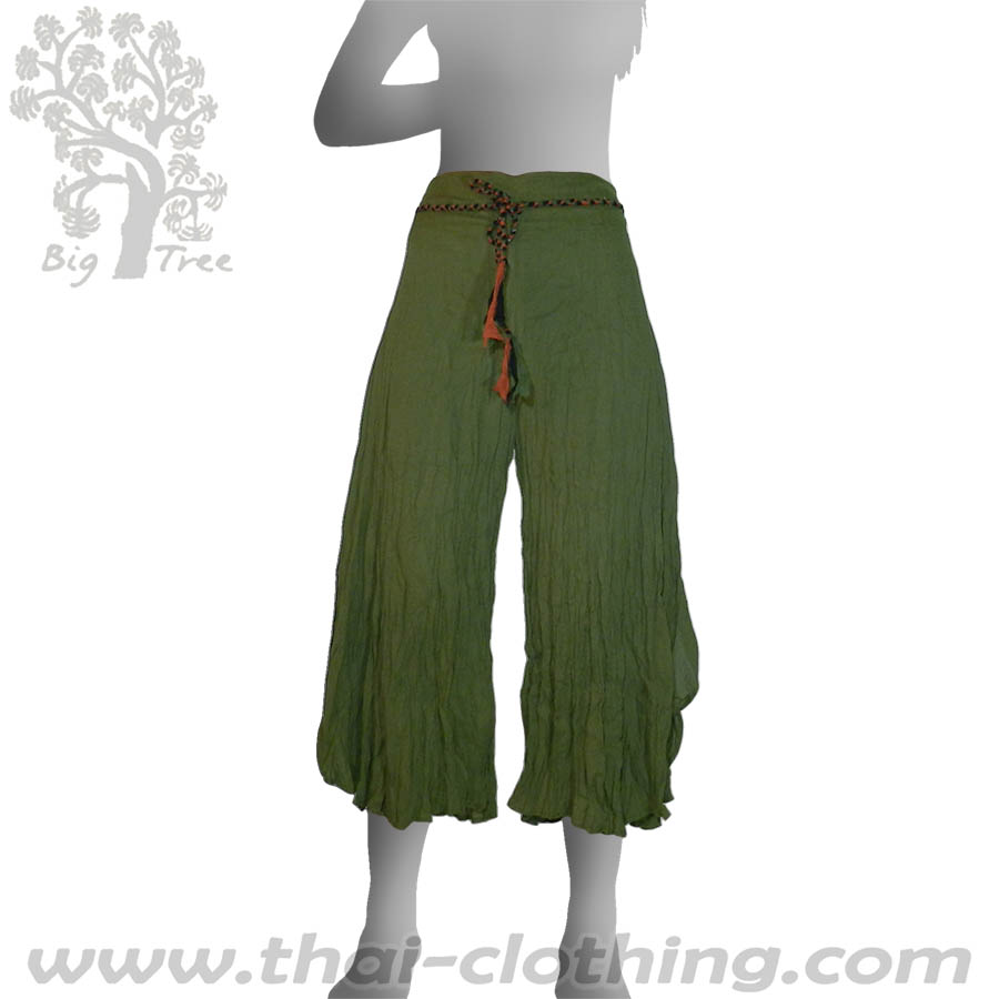 Green Flared Thai Pants - BIG TREE - Women
