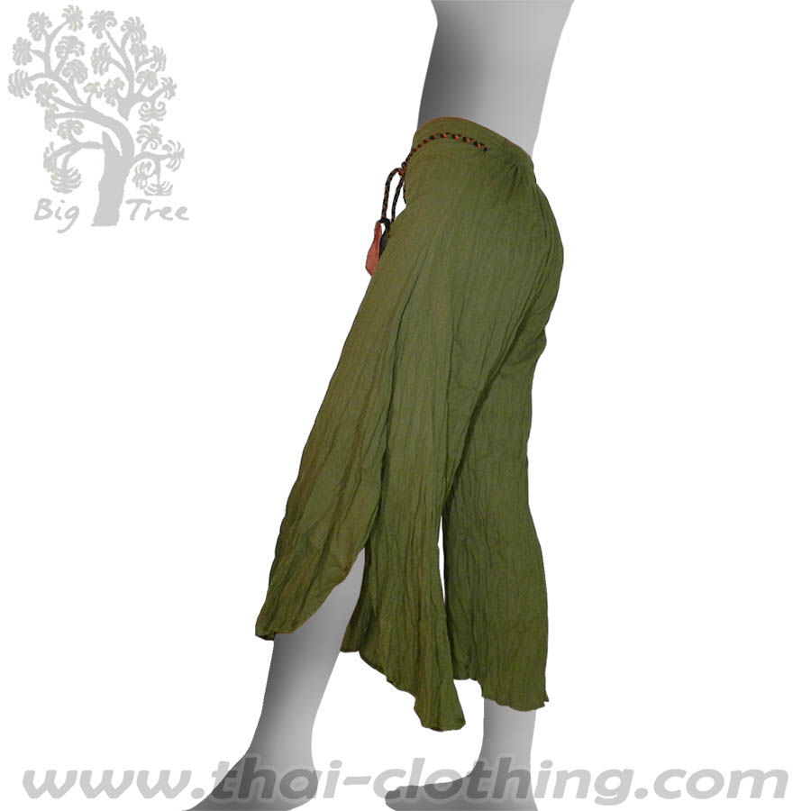 Olive Green Flared Thai Pants - BIG TREE - Women