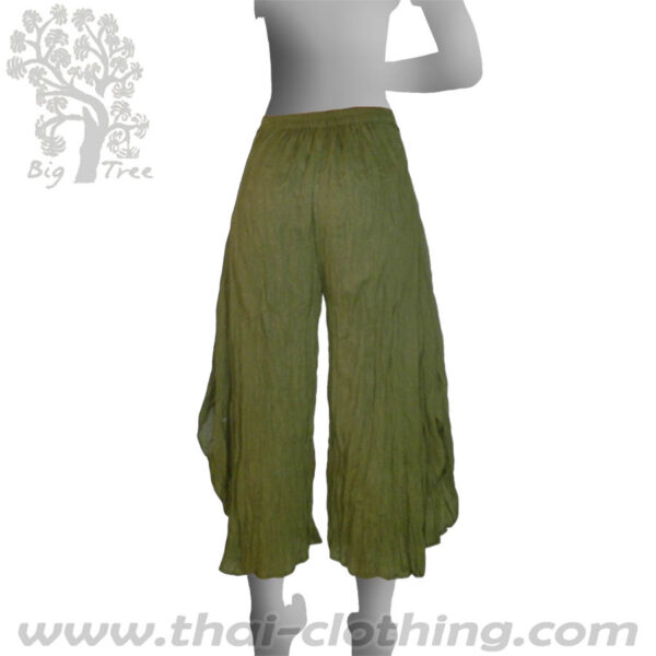 Olive Green Flared Thai Pants - BIG TREE - Women