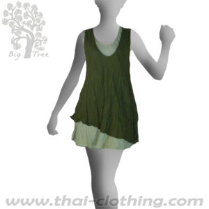 Green Double Layer Dress Short - BIG TREE - Women
