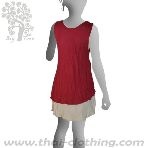 Red Double Layer Dress Short - BIG TREE - Women