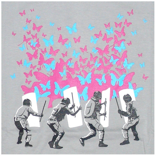 Police vs Butterflies - light grey ROCKY T Shirt