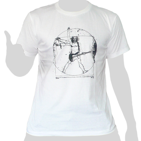 Da Vinci Rocking Vitruvian Man - white ROCKY T Shirt