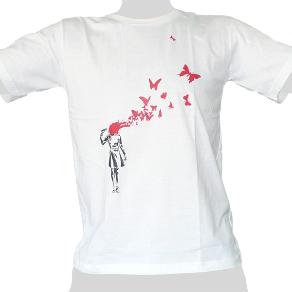 Headshot Butterflies - white ROCKY T Shirt Thailand