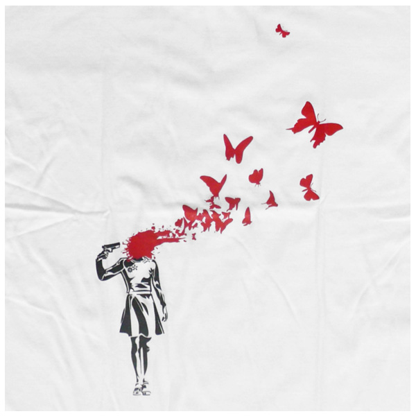 Headshot Butterflies - white ROCKY T Shirt Thailand