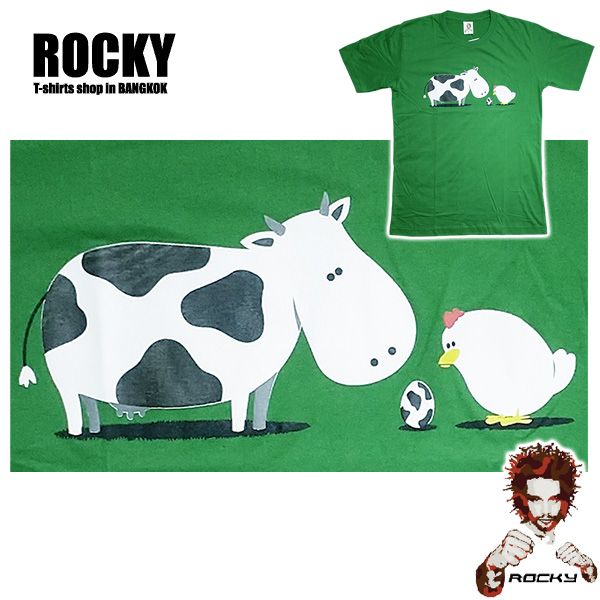 Cow Chicken Egg - green ROCKY T Shirt
