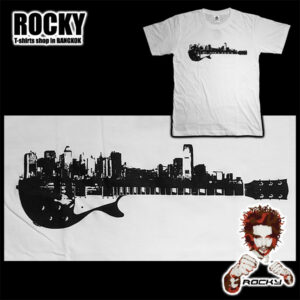 Guitar City Skyline - white ROCKY T Shirt Thailand