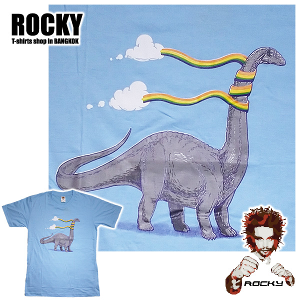 Dino Rainbow Collision - light blue ROCKY T Shirt