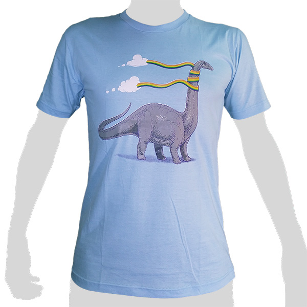 Dino Rainbow Collision - light blue ROCKY T Shirt