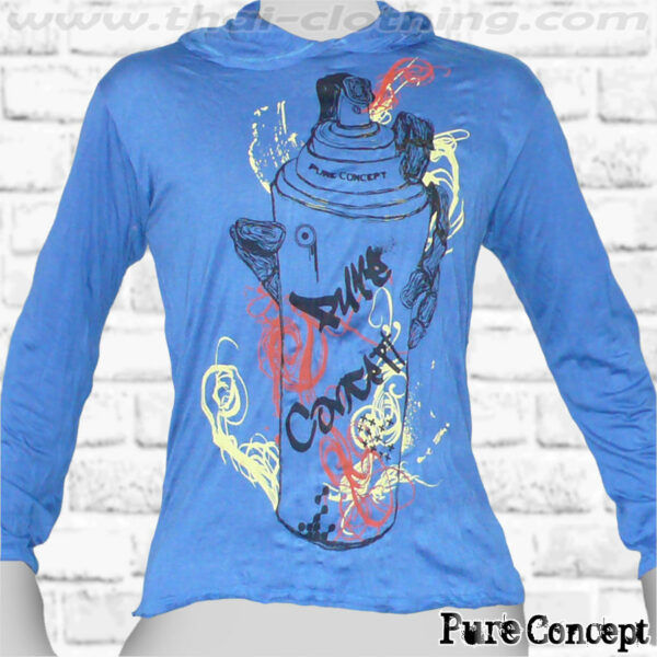 Graffiti Spray - Blue Pure Concept MEN Hoodie Longsleeve Shirt