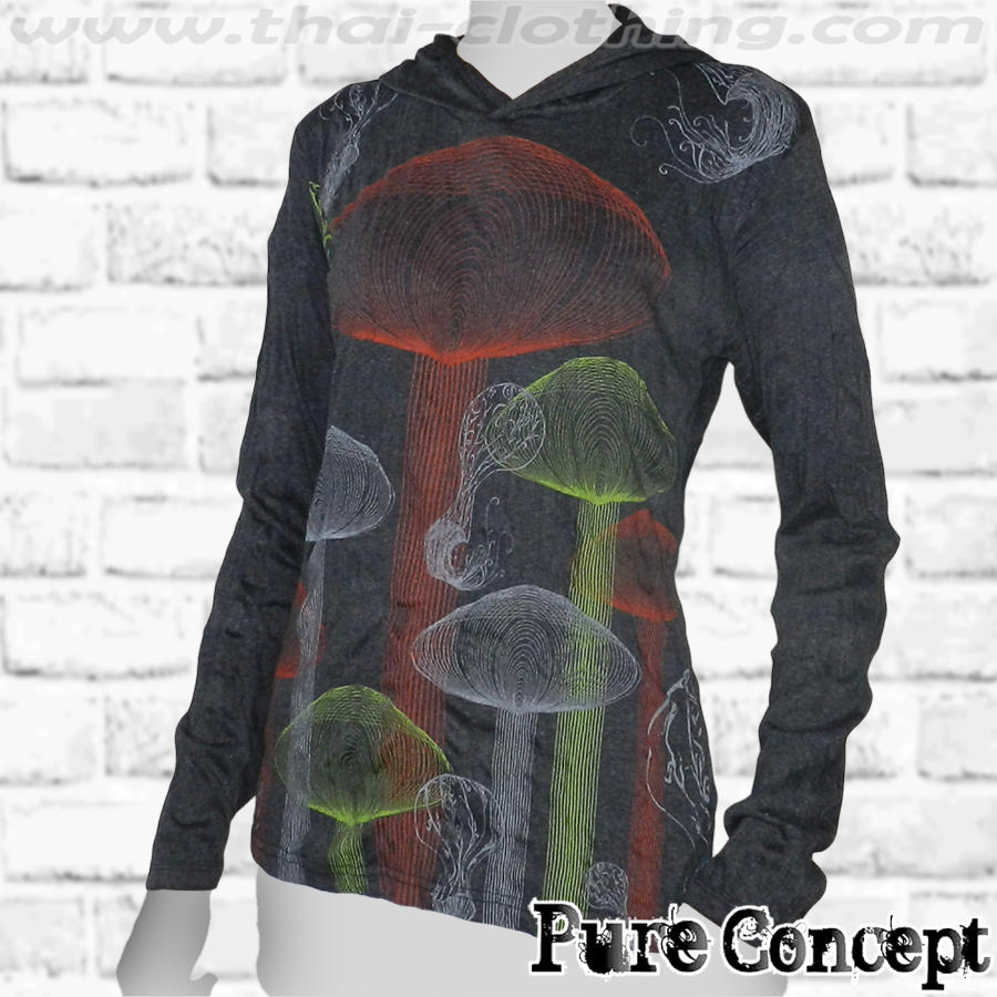 Magic Mushrooms - Black Pure Concept WOMEN Hoodie Shirt
