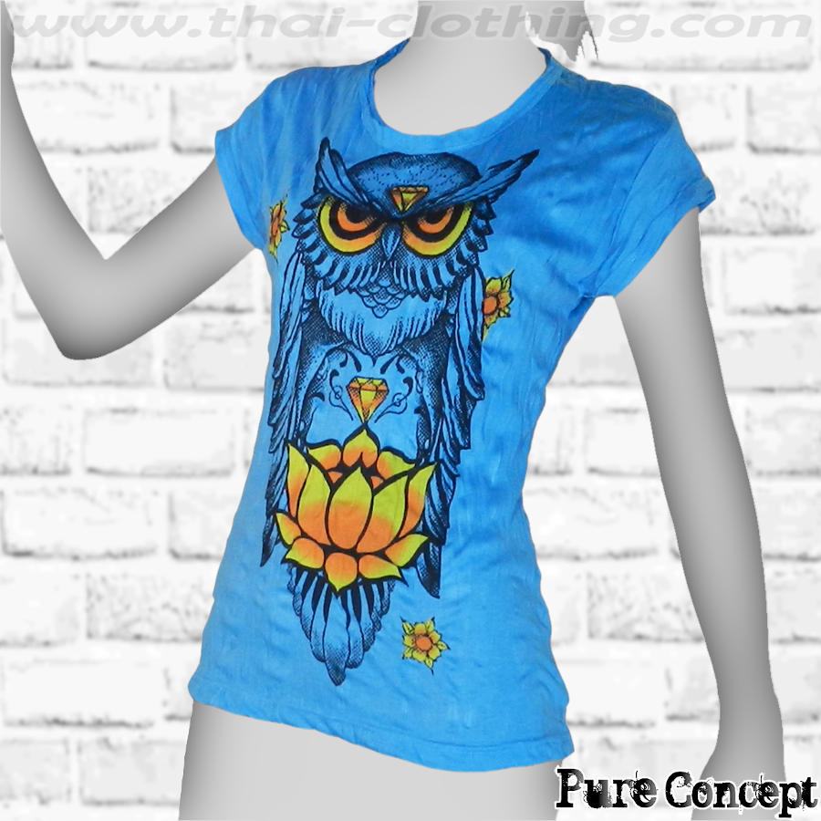 Lotus Owl - Blue Pure Concept WOMEN T-Shirt Tee