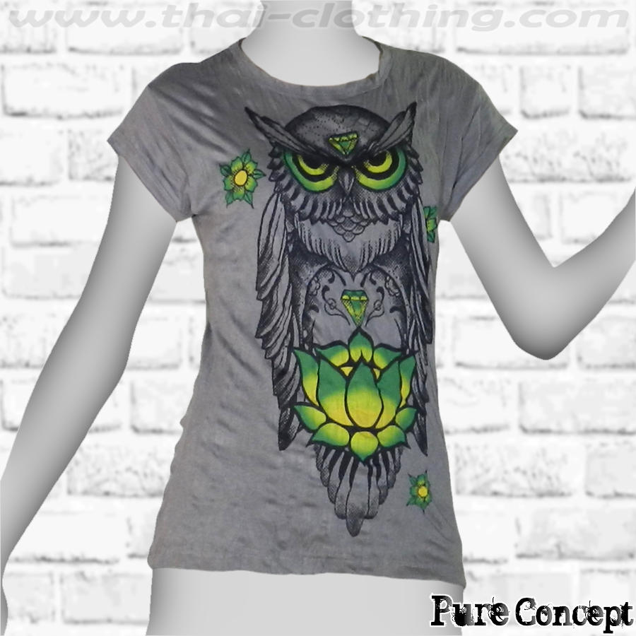 Lotus Owl - Light Grey Pure Concept WOMEN T-Shirt Tee