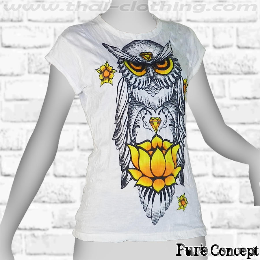 Lotus Owl - White Pure Concept WOMEN T-Shirt Tee